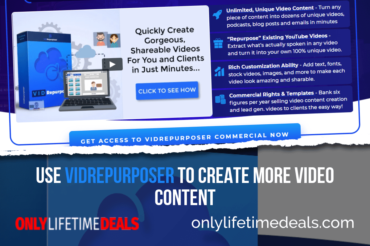 Only Lifetime Deals - USE VIDREPURPOSER TO CREATE MORE VIDEO CONTENT