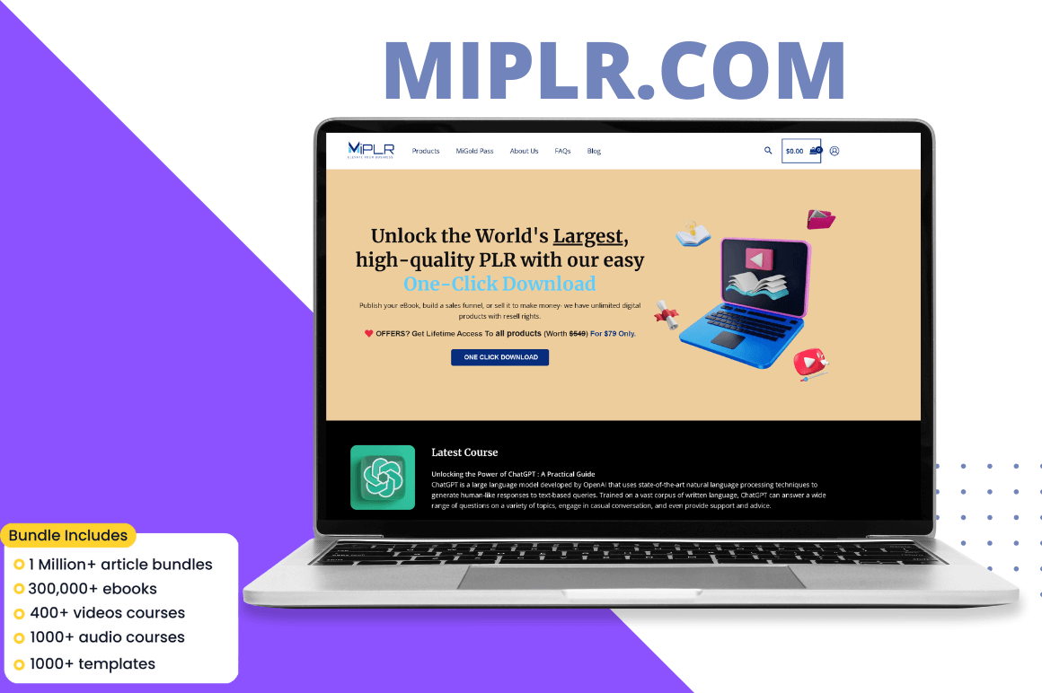 Only Lifetime Deals - MiPLR - Private Label Rights Content - only $29!