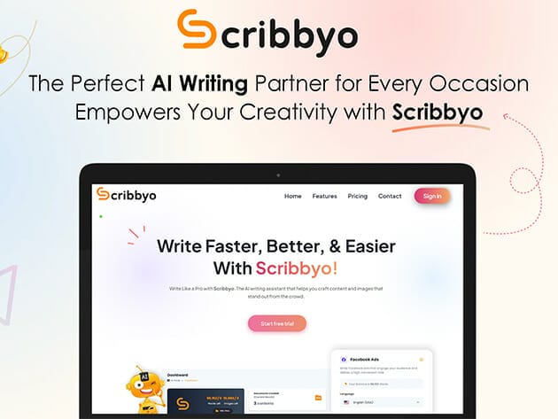 Only Lifetime Deals - Scribbyo AI: Lifetime Subscription (Gold: 1M Words & 1K Images/Year) for $99