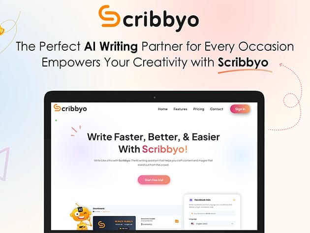 Only Lifetime Deals - Scribbyo AI: Lifetime Subscription (Gold: 1M Words & 1K Images/Year) for $79