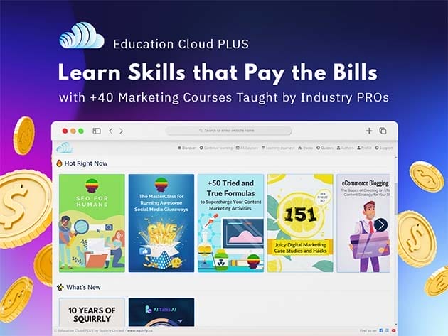 Only Lifetime Deals - Education Cloud PLUS by Squirrly: 40+ SEO & Digital Marketing Lifetime Courses for $39
