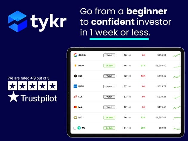 Only Lifetime Deals - Stock Investing for Beginners + FREE Access to Tykr Software: Lifetime Subscription for $990