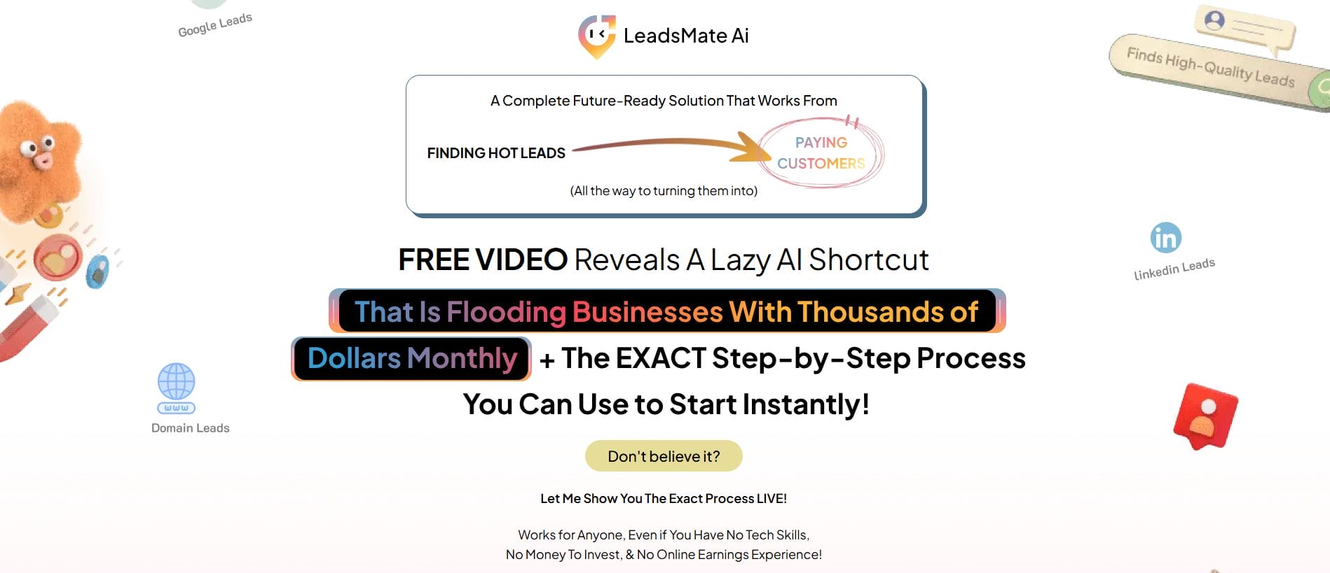 Only Lifetime Deals LeadsMate AI website